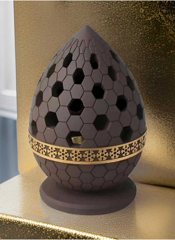 Bakhoor BoSidin Ceramic Incense Burner - Golden Metal Tray Inside - Dome Style Oud Burn Stand Used for Indoor Air Purification/Home Decoration/Meditation  - Image 2