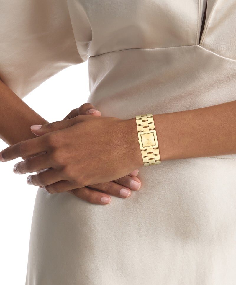 CALVIN KLEIN ساعة نسائية مربعة أنالوج بحالة رقيقة من الفولاذ الذهبي المطلي بالأيونات - Image 4