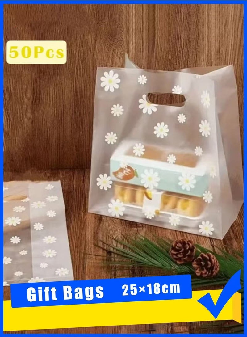 50 قطعة قابلة لإعادة الاستخدام الشفافة للهدايا والتوزيعات المزينة بالزهور ، وأكياس الطعام ، وأكياس صافية ، وأكياس الزهور ، واضحة 25 × 18 سم - Image 1