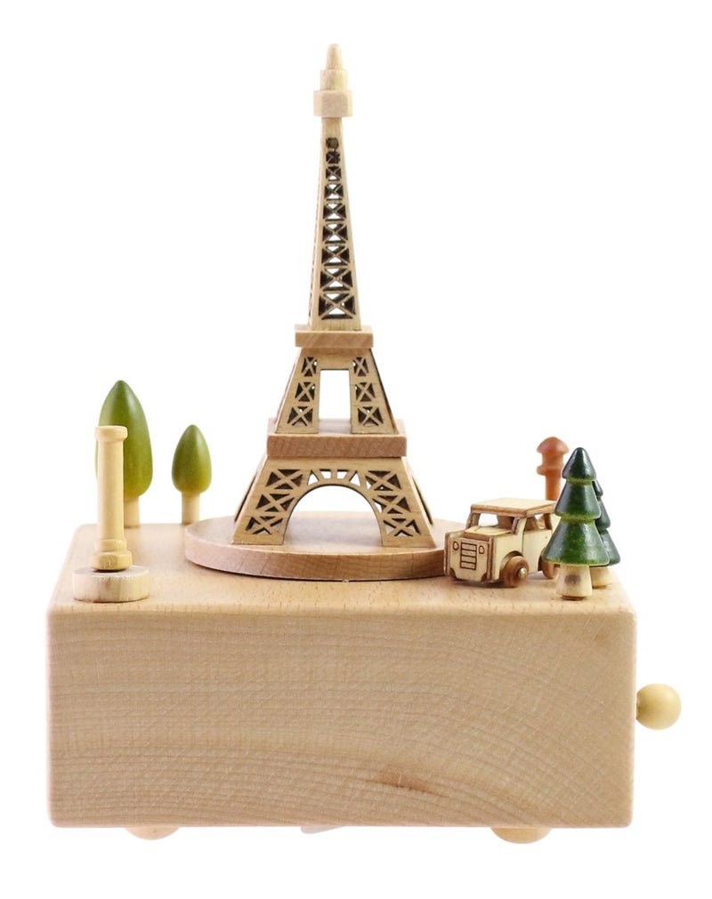 JALJA Delightful Quality Wooden Musical Box Featuring Iconic Eiffel Tower with Small Moving Magnetic Car | Plays "Encounter" Song - Image 3
