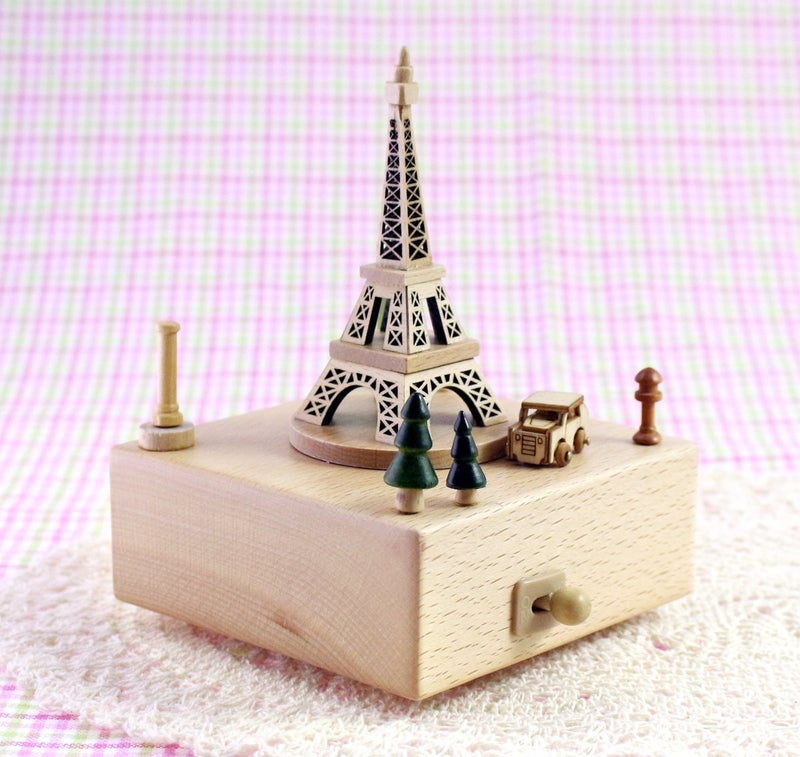 JALJA Delightful Quality Wooden Musical Box Featuring Iconic Eiffel Tower with Small Moving Magnetic Car | Plays "Encounter" Song - Image 4