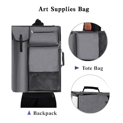 Art Ranger Art Portfolio Case 18 X 24,Backpack Size, Tote Bag for Supplies Artwork/Poster Board/Project/Drawing Case Large Art Portfolio/Display Screen Carrying and Traveling (Grey). - Image 5