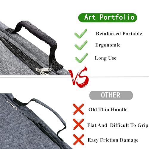 Art Ranger Art Portfolio Case 18 X 24,Backpack Size, Tote Bag for Supplies Artwork/Poster Board/Project/Drawing Case Large Art Portfolio/Display Screen Carrying and Traveling (Grey). - Image 4