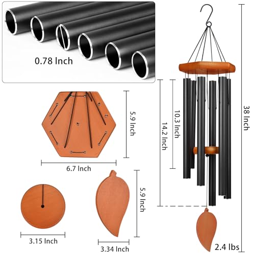 TESECU 38" Sympathy Wind Chimes for Outside Deep Tone, Memorial Loss of a Loved, Large Wind Chimes with 6 Thicken Tubes & Hook, Outdoor Souvenir Mother, Garden Decor - Image 3