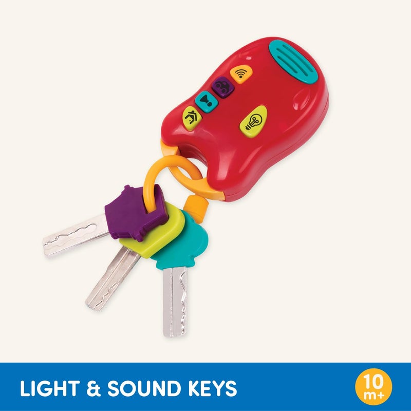 Battat – Toy Keys Set – 3 Keys & Remote With 4 Fun Sounds – Mini Flashlight – Toy Car Keys With Fob For Baby, Toddler – 10 Months + – Light & Sound Keys, Red - Image 5