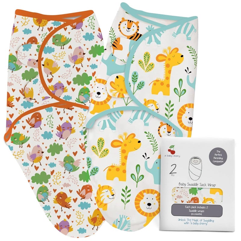 a baby cherry Baby Swaddle Wrap Adjustable 100 Cotton Soft Blanket for 06 Months Pack of 2 Multi Color 200 GSM