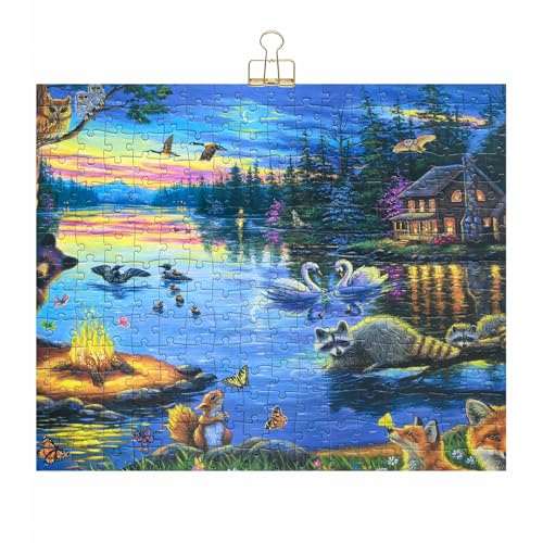 Mulic 300 Piece Puzzles for Adults Large Piece Jigsaw Puzzles for Kids Seniors Lakeside Evening Licensed by Bridget Voth - Image 5