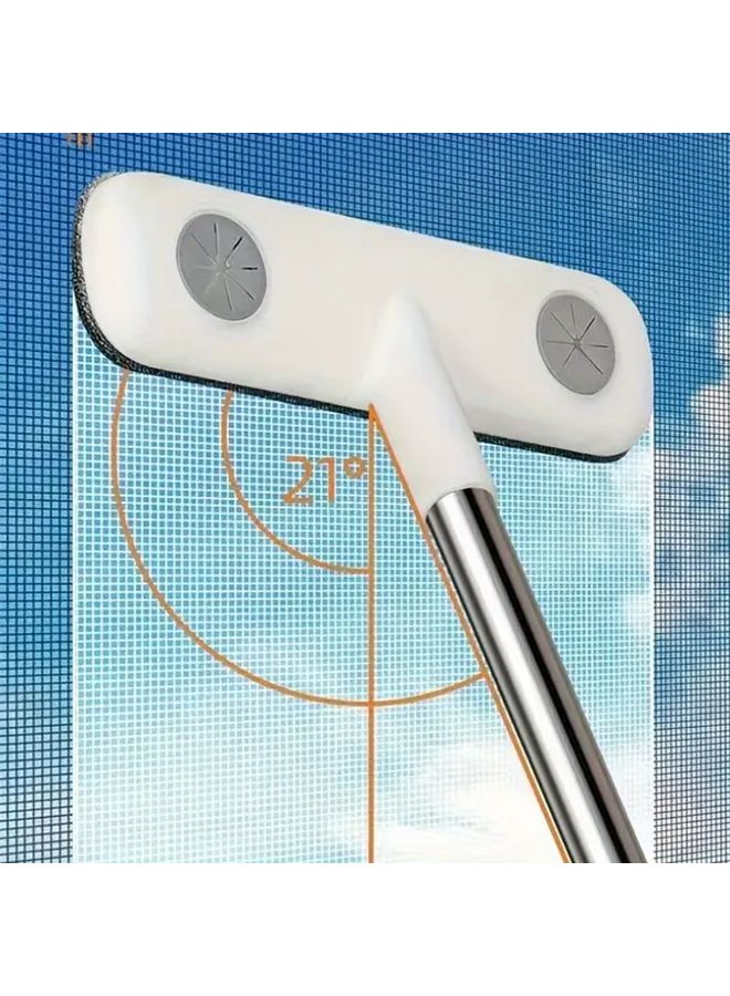 White Extendable Window Cleaning Brush With Telescopic Handle For High Rise Windows - Image 1