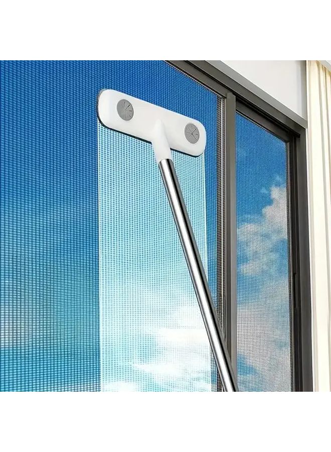 White Extendable Window Cleaning Brush With Telescopic Handle For High Rise Windows - Image 2