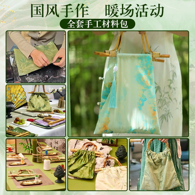 طقم حقيبة الخيزران DIY، حقيبة نسائية بأسلوب صيني - Image 5