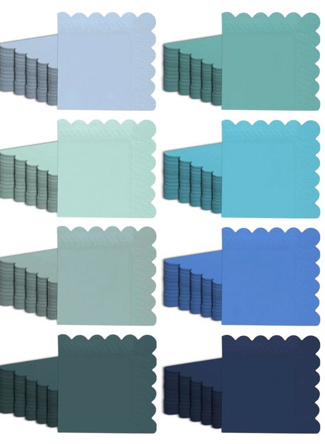qiqee Blue Series Cocktail Dinner Napkins 5x5inch Disposable Beverage,Wedding, Birthday Party Dessert Wave Paper Napkins(120 Count) - Image 2