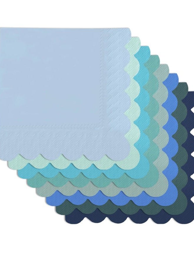 qiqee Blue Series Cocktail Dinner Napkins 5x5inch Disposable Beverage,Wedding, Birthday Party Dessert Wave Paper Napkins(120 Count) - Image 4