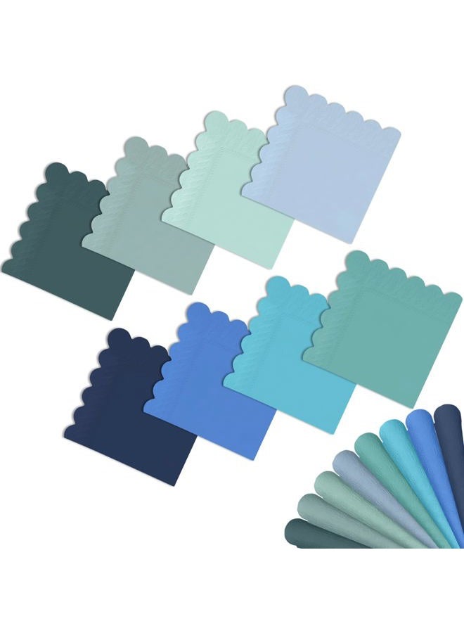 qiqee Blue Series Cocktail Dinner Napkins 5x5inch Disposable Beverage,Wedding, Birthday Party Dessert Wave Paper Napkins(120 Count) - Image 1