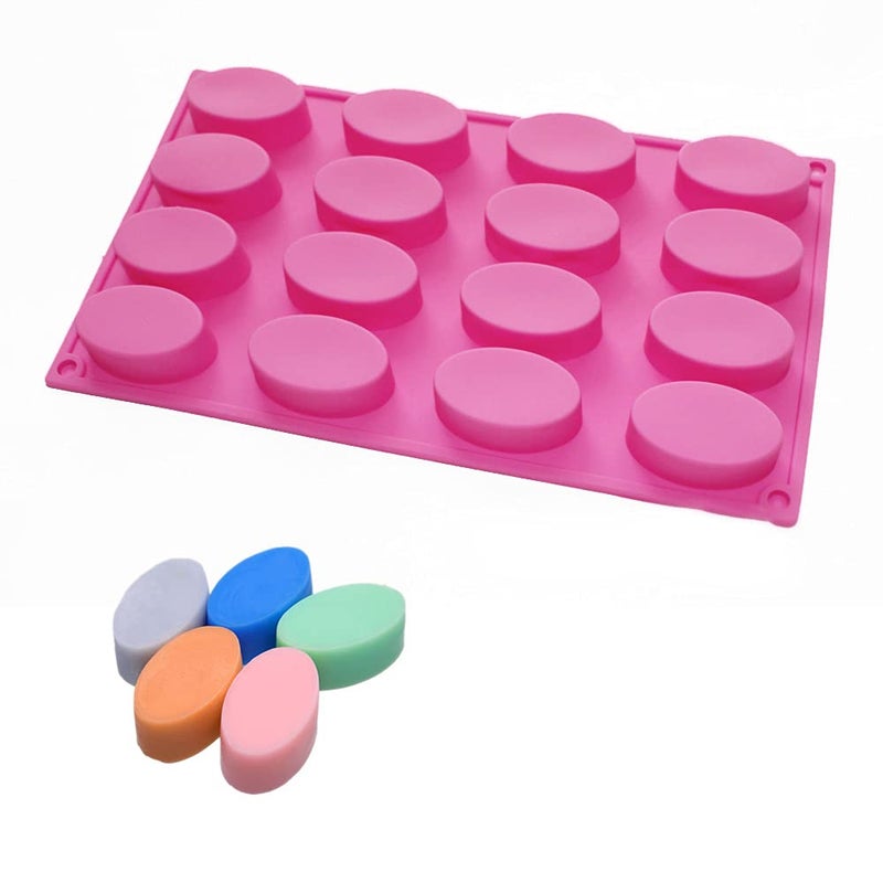 XHaibei 16 Oval Cavities Guest Soap Sample Soap Lotion Bar Chocolate Candy Maker Silicone Mold 21x12x07inch per cavity 1oz