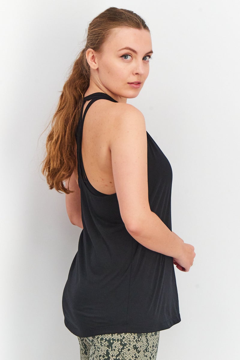 Nike Women Dri-Fit Sleeveless Elastika T-Back Logo Top, Black  - Image 2