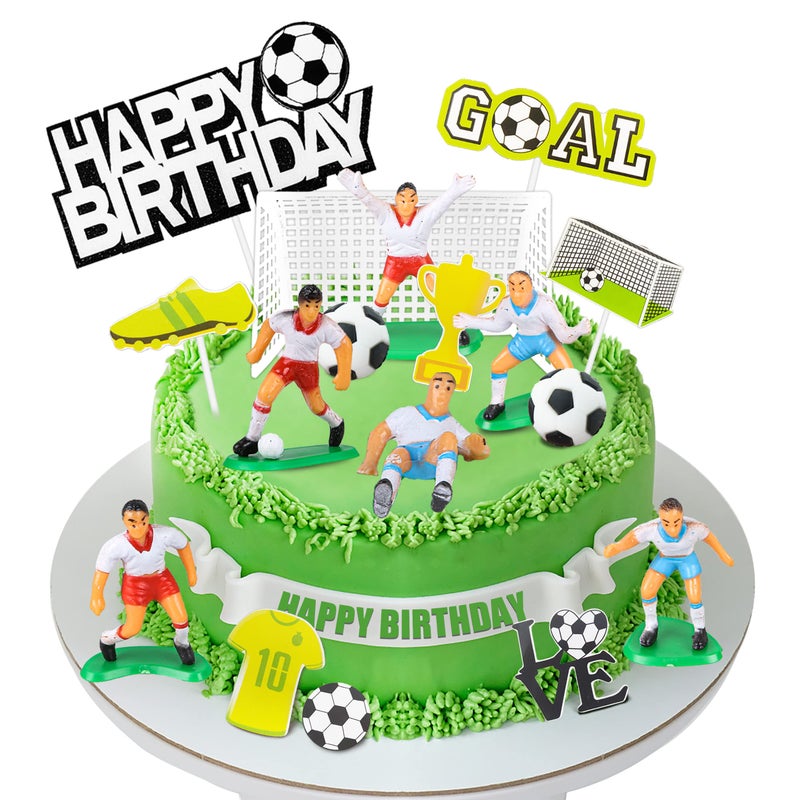 BANBALLON 19 PCS Soccer Cake Topper Decorations Soccer Ball Player Theme Cake Toppers For Football Party Men Boy Kid Birthday Party Supplies - Image 2