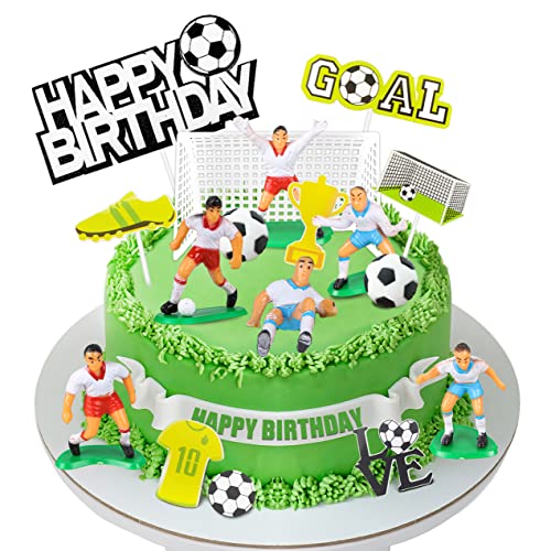 BANBALLON 19 PCS Soccer Cake Topper Decorations Soccer Ball Player Theme Cake Toppers For Football Party Men Boy Kid Birthday Party Supplies - Image 1