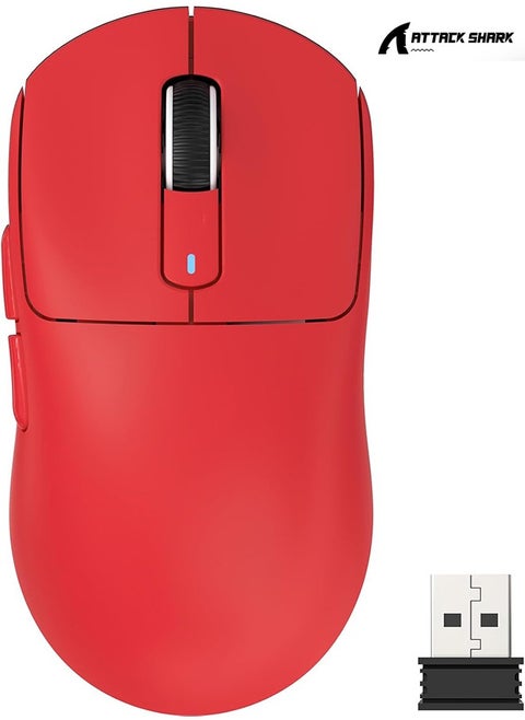 X3 Lightweight Wireless Gaming Mouse with Tri-Mode 2.4G/USB-C Wired/Bluetooth,Up to 26K DPI, PAW3395 Optical Sensor,Kailh GM8.0 Switch,5 programmable Buttons for PC/Win/Mac(Red)