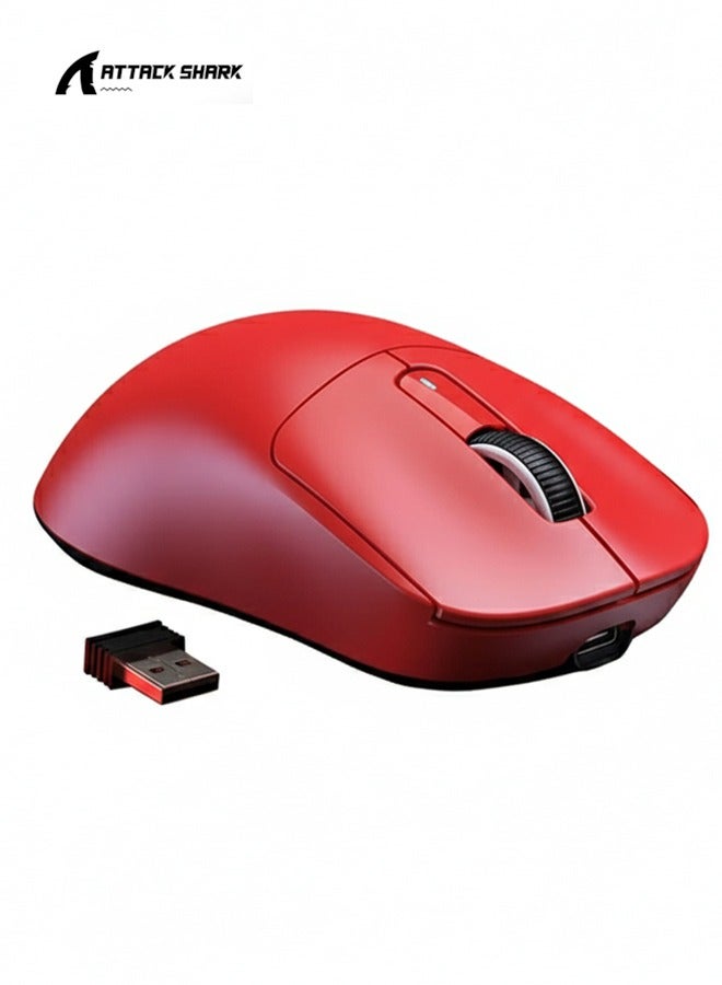 Attack Shark X3 Lightweight Wireless Gaming Mouse with Tri-Mode 2.4G/USB-C Wired/Bluetooth,Up to 26K DPI, PAW3395 Optical Sensor,Kailh GM8.0 Switch,5 programmable Buttons for PC/Win/Mac(Red) - Image 1