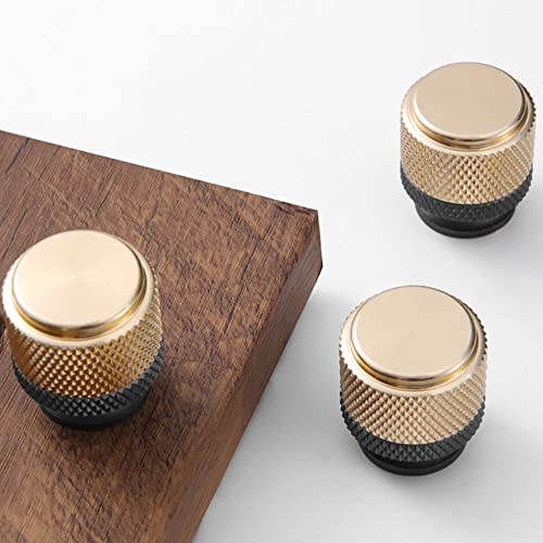 Westablize 12 Pack 1 Inch Cabinet Knob Gold and Grey Knurled for Drawer Cupboard Aluminum (Set of 12) - Image 1