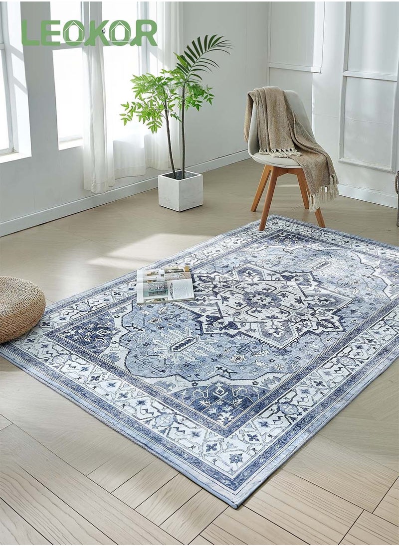 LEOKOR Vintage Area Rug with Non-Slip Backing, Washed Printing Dirt-Resistant and Water-Absorbent Floor Mat, Soft Large Rugs for Living Room Bedroom Dining Room 140*200CM  - Image 2