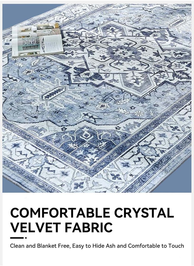 LEOKOR Vintage Area Rug with Non-Slip Backing, Washed Printing Dirt-Resistant and Water-Absorbent Floor Mat, Soft Large Rugs for Living Room Bedroom Dining Room 140*200CM  - Image 4