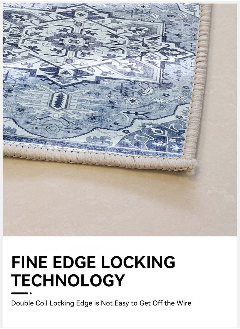 LEOKOR Vintage Area Rug with Non-Slip Backing, Washed Printing Dirt-Resistant and Water-Absorbent Floor Mat, Soft Large Rugs for Living Room Bedroom Dining Room 140*200CM  - Image 5