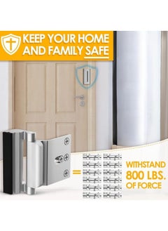 Farahom Home Security Door Lock, Door Reinforcement Lock for Top Front Inward Swinging Door, Childproof Safety Door Lock Latch Inside, Aluminum Alloy Flip Locks for Inside Door, Silver  - Image 2