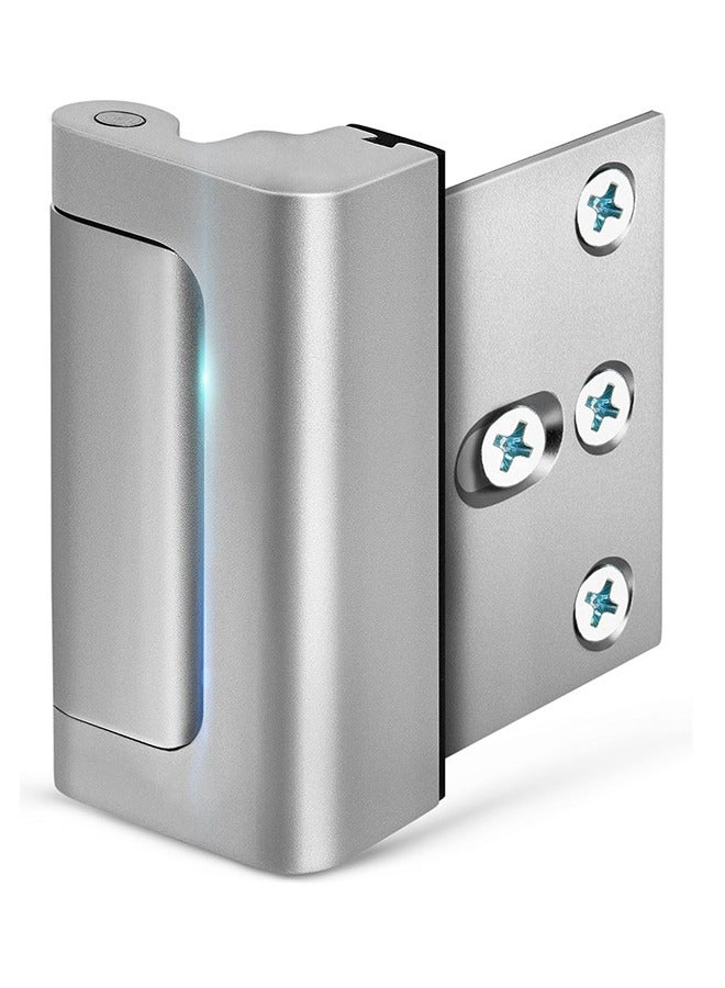 Home Security Door Lock, Door Reinforcement Lock for Top Front Inward Swinging Door, Childproof Safety Door Lock Latch Inside, Aluminum Alloy Flip Locks for Inside Door, Silver