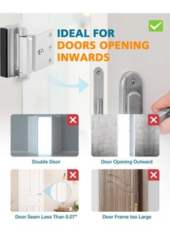 Farahom Home Security Door Lock, Door Reinforcement Lock for Top Front Inward Swinging Door, Childproof Safety Door Lock Latch Inside, Aluminum Alloy Flip Locks for Inside Door, Silver  - Image 4