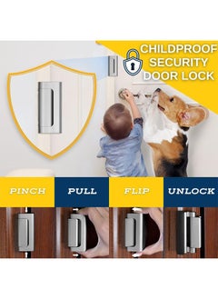 Farahom Home Security Door Lock, Door Reinforcement Lock for Top Front Inward Swinging Door, Childproof Safety Door Lock Latch Inside, Aluminum Alloy Flip Locks for Inside Door, Silver  - Image 5