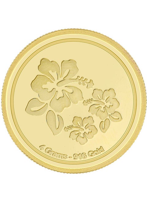 22 Karat 916 Purity 4 Gram Flower Gold Coin