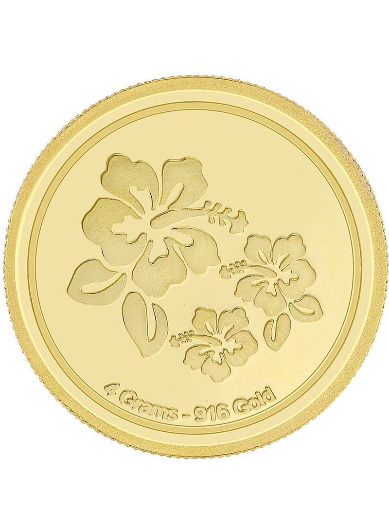 Malabar Gold and Diamonds 22 Karat 916 Purity 4 Gram Flower Gold Coin  - Image 1