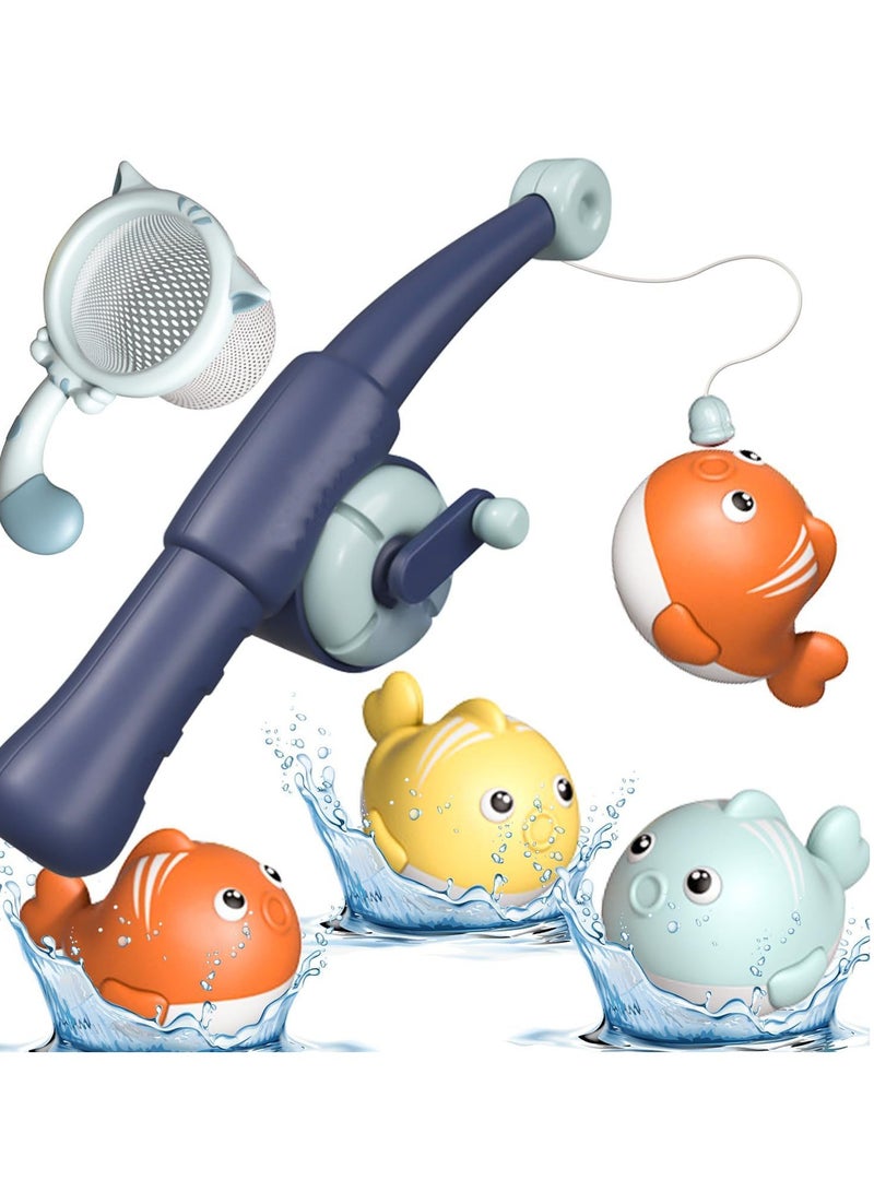 مجموعة ألعاب للاستحمام للأطفال، 5 قطع ألعاب صيد مغناطيسية مع شبكة، قضبان صيد، لعبة صيد للأطفال الصغار بعمر 2 3 4 5 6 سنوات - Image 1