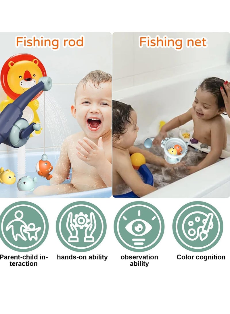 مجموعة ألعاب للاستحمام للأطفال، 5 قطع ألعاب صيد مغناطيسية مع شبكة، قضبان صيد، لعبة صيد للأطفال الصغار بعمر 2 3 4 5 6 سنوات - Image 2