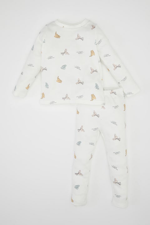 طقم بيجاما بيبي بناتي بطبعة باليه - قطعتين