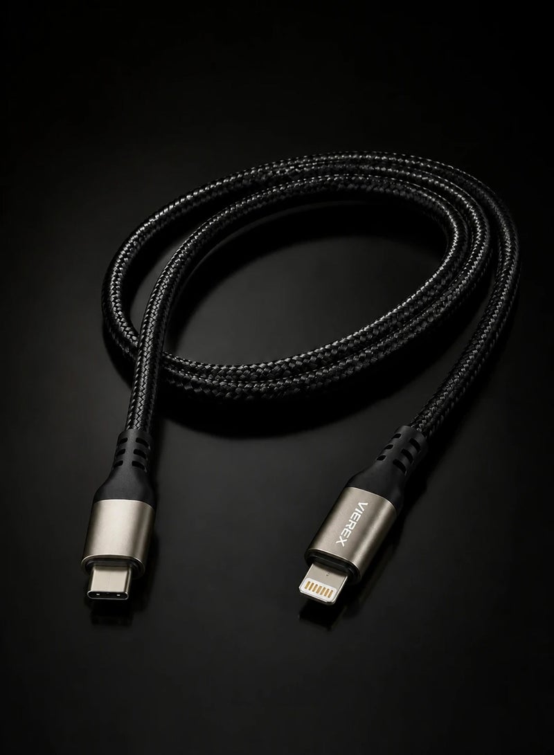 Vierex VC-14 27W USB C to Lightning Fast Charging Cable Power Delivery Braided Charging Cord for iPhone iPad Fast Charge Support, 1m - Image 3