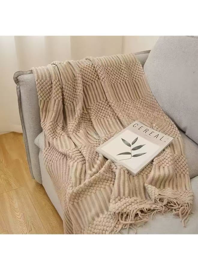 Knitted Throw Blanket with Tassels (130×230cm) – Ultra Soft All-Season Blanket for Sofa/Bed/AC Room/Car | Anti-Pilling & Machine - Image 1