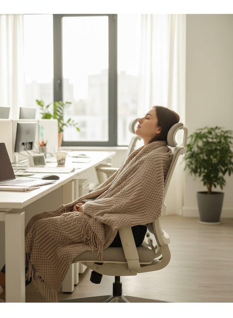 Knitted Throw Blanket with Tassels (130×230cm) – Ultra Soft All-Season Blanket for Sofa/Bed/AC Room/Car | Anti-Pilling & Machine - Image 4