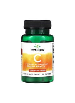 SWANSON Vitamin C with Rose Hips, 1,000 mg, 30 Capsules 