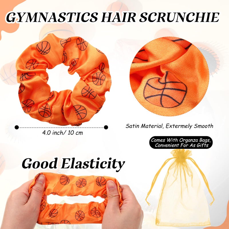 FineCheer 12 Sets Basketball Hair Ties and Hairbrushes Basketball Hair Scrunchie Mini Detangler Brush Sports Elastic Ponytail Holders Sports Party Favors Gift for Teams Women Girls Athlete - Image 3