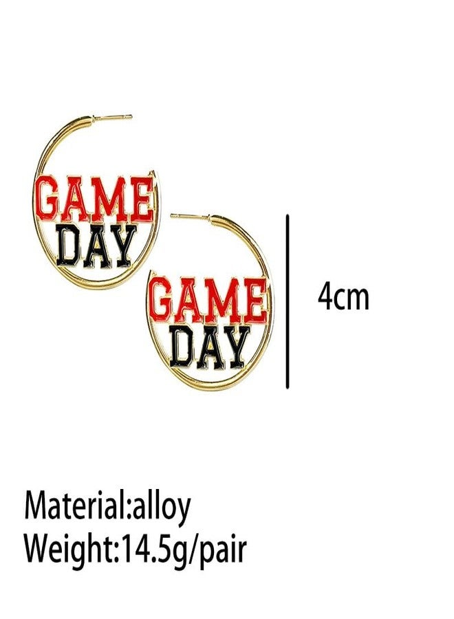 أقراط حلقية رياضية للنساء، إصدار 2025، مصنوعة من المعدن، مناسبة لتشجيع فرق كرة القدم/الرجبي/البيسبول/كرة السلة/الكرة الطائرة، هدية مثالية لمحبي الرياضة، إكسسوارات دائرية خفيفة الوزن - أزرق وأبيض - Image 3