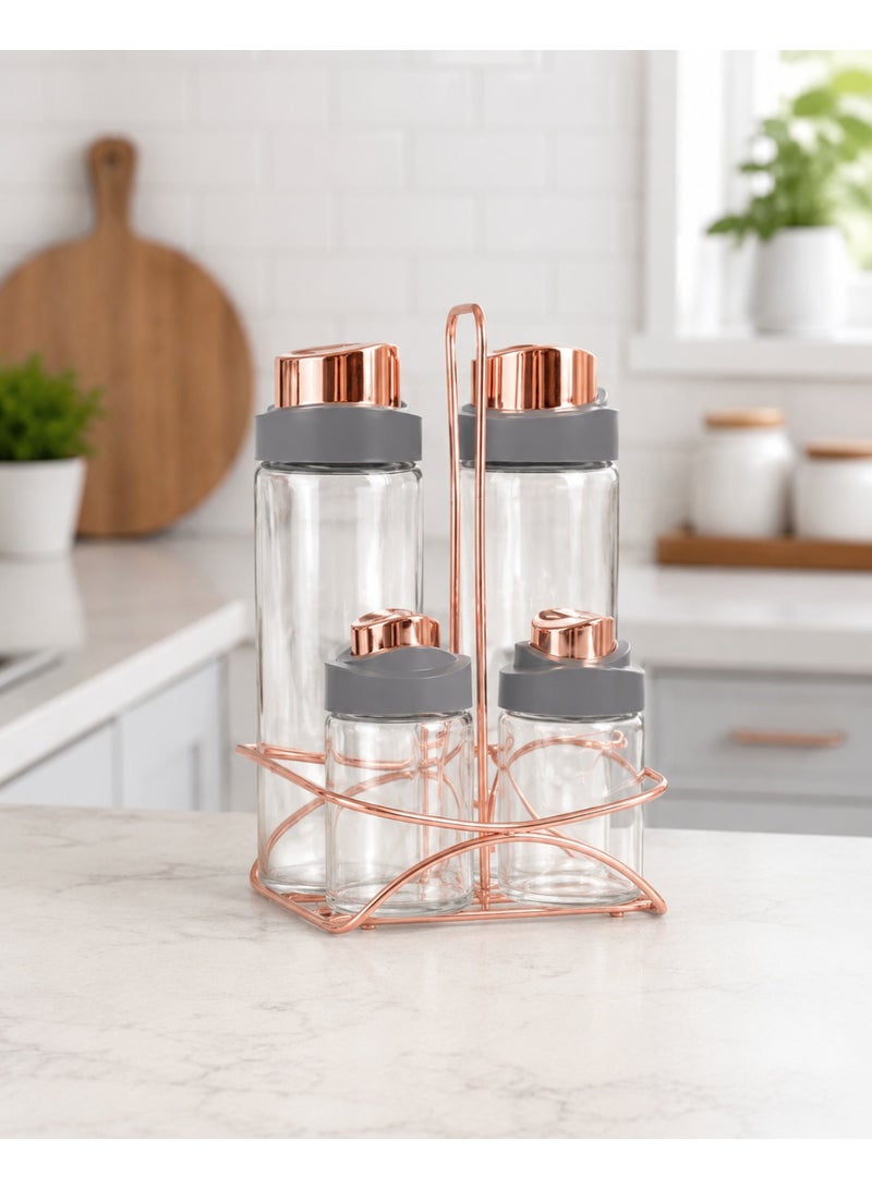 Drobina 5 Piece Oil Dispenser and Salt/Pepper Shaker Set Gray - Image 3