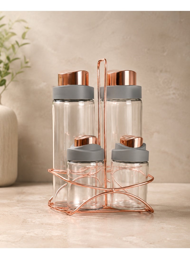 Drobina 5 Piece Oil Dispenser and Salt/Pepper Shaker Set Gray - Image 4