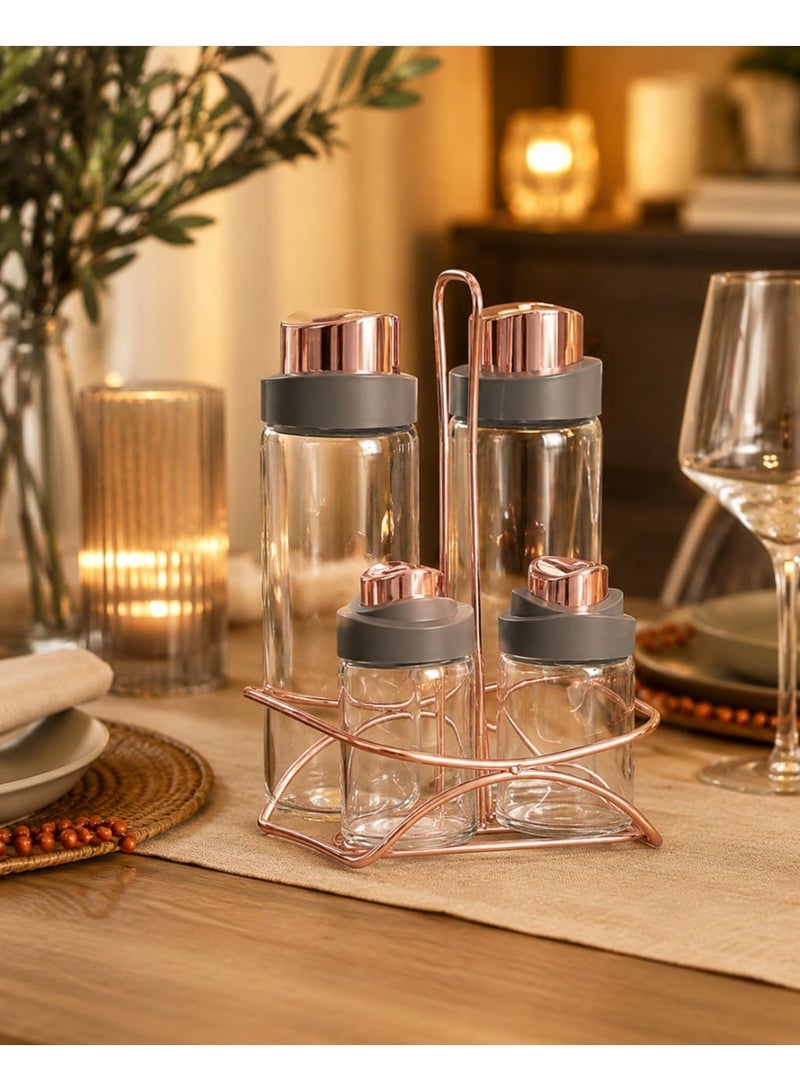 Drobina 5 Piece Oil Dispenser and Salt/Pepper Shaker Set Gray - Image 1