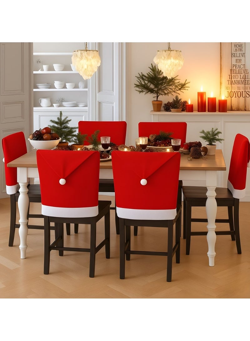PRINTSHOP4ME 6Pcs Christmas Chair Covers–Santa Hat Design For Festive Holiday Decorations–Perfect For Dining Room,Kitchen And Party Decor–Great For Christmas Dinner And Holiday Events - Image 1