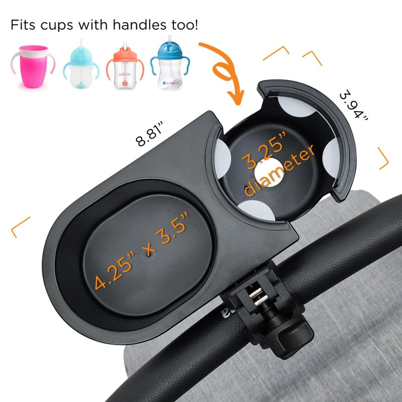 liuliuby Universal Stroller Snack Tray Attachment | Stroller Cup Holder Attachment Universal Snack Tray for Stroller Tray Attachment | Clip On Baby Stroller Accessories for Joggers, Umbrella & Wagons - Image 5