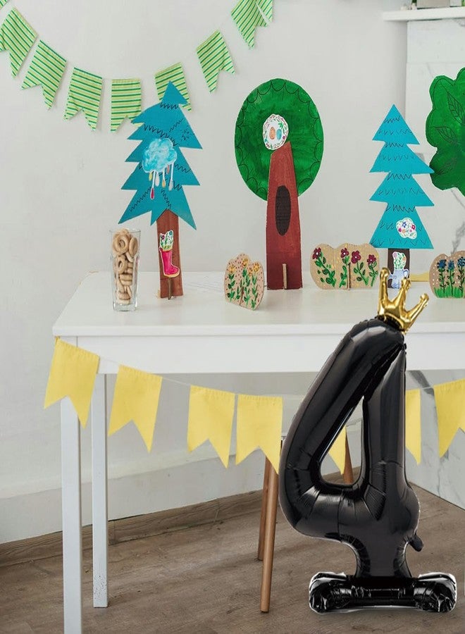 Eoopoon 42 Inch Crown Black Number Balloon 0-9, Number 2 Balloon with Base for Boys Girls 2nd Birthday Party Decoration, Anniversary Decor Theme Party Supplies (Black 2) - Image 5
