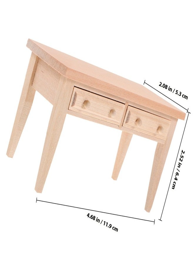 VICASKY 1/12 Scale Miniature Wooden Desk and Chair Set - Beige Craft Furniture for Dollhouse Decoration DIY Diorama Display Photography and Collectible Mini Scenes - Image 2