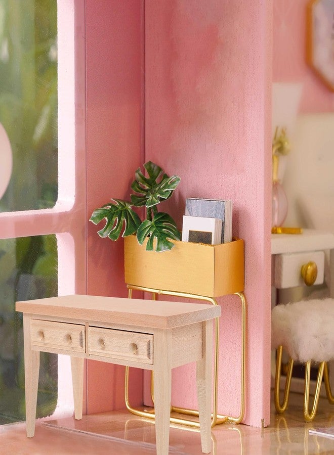 VICASKY 1/12 Scale Miniature Wooden Desk and Chair Set - Beige Craft Furniture for Dollhouse Decoration DIY Diorama Display Photography and Collectible Mini Scenes - Image 4